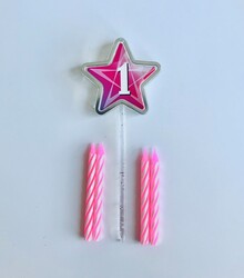 Parti Dünyası - 1 Yaş Yıldızlı Pembe Mum