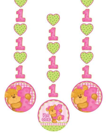 1 Yaşındayım Pembe Ayıcık 3 lü Asma Süs