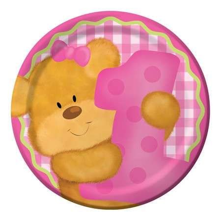1 Yaşındayım Pembe Ayıcık Pasta Tabağı
