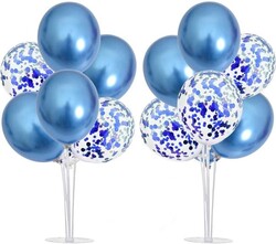 Parti Dünyası - 2 Adet Balon Standı ve 14 Adet Mavi Balon