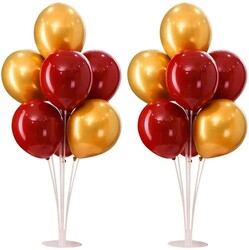 Parti Dünyası - 2 Adet Balon Standı ve 14 Adet Sarı Kırmızı Balon