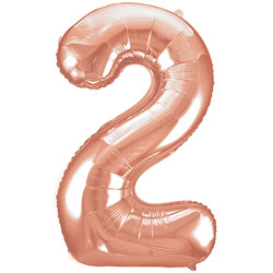 Parti Dünyası - 2 Rakamı Rose Gold Folyo Balon 100 cm