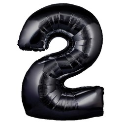 Parti Dünyası - 2 Rakamı Siyah Renk Folyo Balon 100 cm