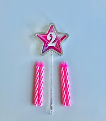 Parti Dünyası - 2 Yaş Yıldızlı Pembe Mum