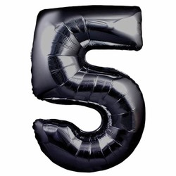 Parti Dünyası - 5 Rakamı Siyah Renk Folyo Balon 100 cm