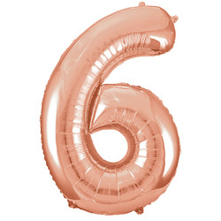 6 Rakamı Rose Gold Folyo Balon 100 cm - 1
