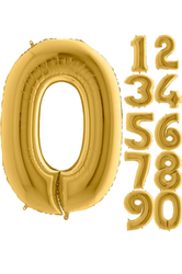 Parti Dünyası - 80 cm Folyo Balon 0 Rakamı Gold Altın Renkli