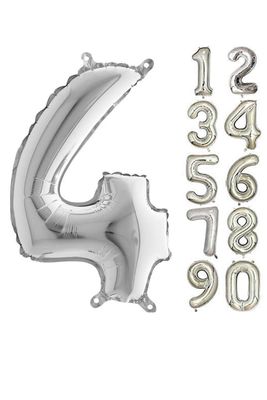 80 cm Folyo Balon 4 Rakamı Gümüş Renkli - partidunyasi.com