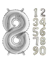 Parti Dünyası - 80 cm Folyo Balon 8 Rakamı Gümüş Renkli