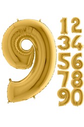 Parti Dünyası - 80 cm Folyo Balon 9 Rakamı Gold Altın Renkli