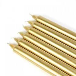 Altın Renk Uzun Pasta Mumu 6 Adet 18 cm - 2