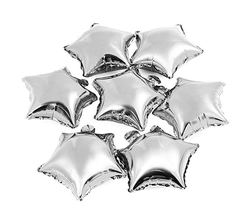 Parti Dünyası - Gümüş Yıldız Folyo Balon 25 x 28 cm 6 Adet