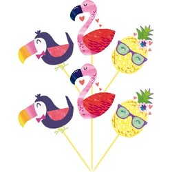 Parti Dünyası - Ananas, Flamingo Şekilli Kürdan Seti 12 Adet