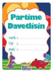 Parti Dünyası - Renkli Dinozorlar 6 lı Türkçe Davetiye 12 x 20 cm