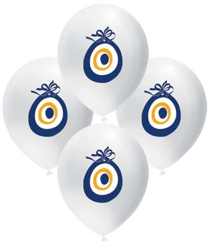 Beyaz Nazar Boncuğu 10 lu Latex Balon