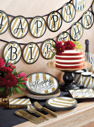 Parti Dünyası - Black & Gold Partisi 16 Kişilik Parti seti
