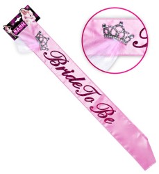 Bride to Be Saten Vücud Bandı Üzeri Taşlı Mini Taç Süslü - 2