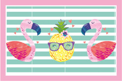 Parti Dünyası - Flamingo ve Ananas Etiket 10,5 x 7 cm 12 Adet