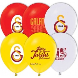 Parti Dünyası - Galatasaray Baskılı Lisanslı Latex Balon 6 Adet Sarı Kırmızı