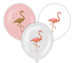 Parti Dünyası - Flamingo Şeffaf-Pembe Baskılı Balon 6 Adet