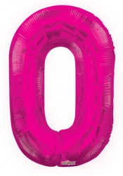 Parti Dünyası - Folyo Balon 0 Rakamı Pembe 100 cm