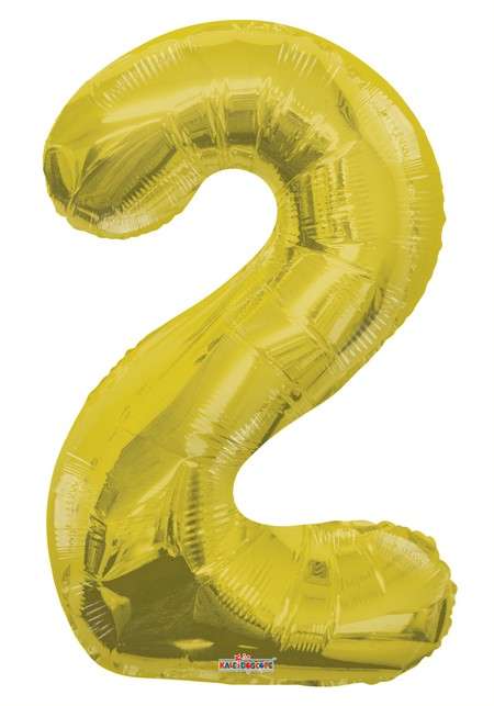 Folyo Balon 2 Rakamı Gold//Altın Renk  100 cm