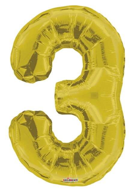 Folyo Balon 3 Rakamı Gold//Altın Renk  100 cm