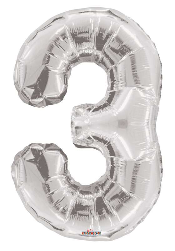Folyo Balon 3 Rakamı Gümüş  100 cm