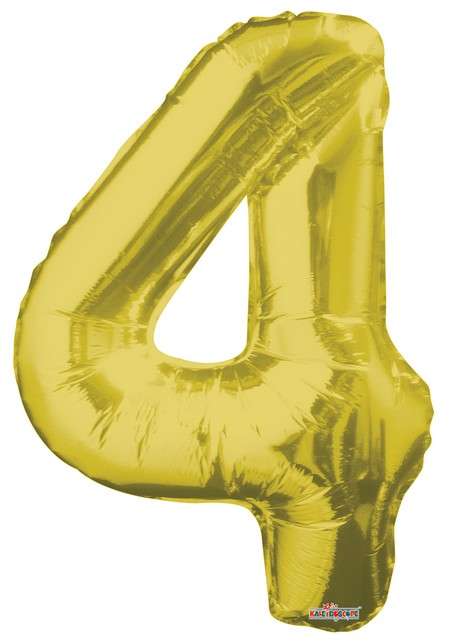 Folyo Balon 4 Rakamı Gold//Altın Renk  100 cm
