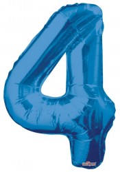 Parti Dünyası - Folyo Balon 4 Rakamı Mavi 100 cm