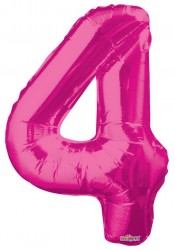 Parti Dünyası - Folyo Balon 4 Rakamı Pembe 100 cm