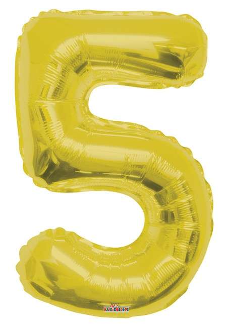 Folyo Balon 5 Rakamı Gold//Altın Renk  100 cm