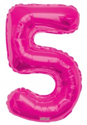 Parti Dünyası - Folyo Balon 5 Rakamı Pembe 100 cm