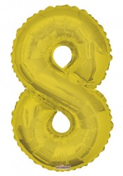 Parti Dünyası - Folyo Balon 8 Rakamı Gold//Altın Renk 100 cm