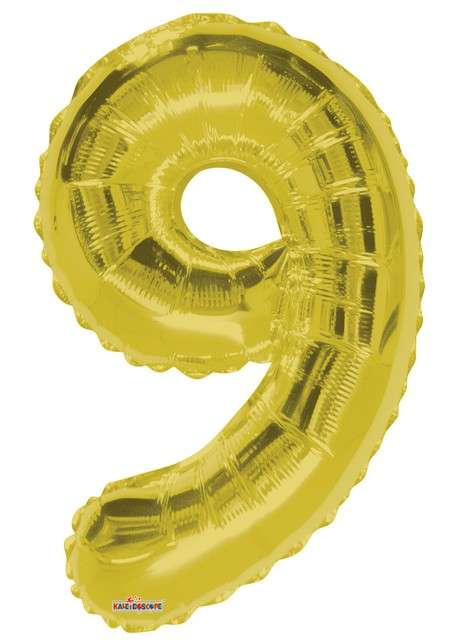 Folyo Balon 9 Rakamı Gold//Altın Renk  100 cm