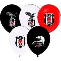 Parti Dünyası - Beşiktaş Baskılı Lisanslı Latex Balon 8 Adet Siyah - Beyaz