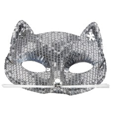 Parti Dünyası - Gümüş Payetli Kedi Maskesi
