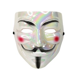  Parti Dünyası - Halloween Parlak Beyaz Vendetta Maske