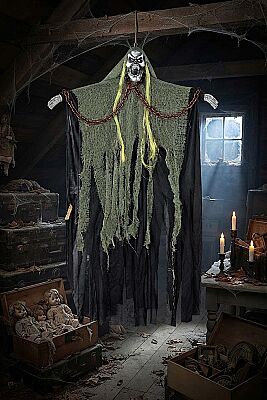 Halloween Askılı Zincirli İskelet Süs Yeşil 100 cm - 1