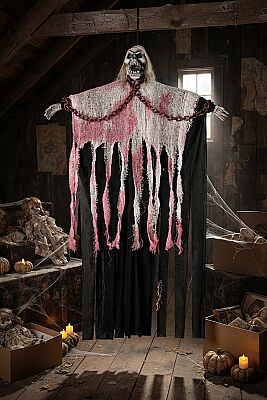 Halloween Askılı Zincirli İskelet Süs Beyaz 100 cm - 1