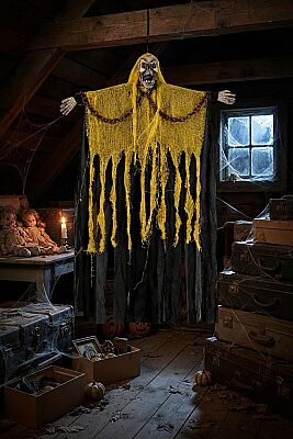 Halloween Askılı Zincirli İskelet Süs Sarı 100 cm - 1