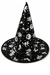 Halloween Cadı Şapkası Gümüş Desenli