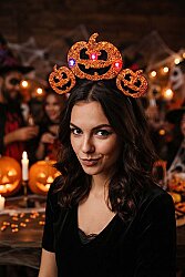 Halloween Işıklı Bal Kabağı Taç