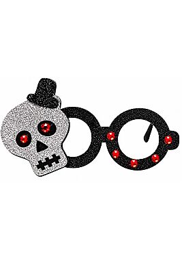 Halloween Kırmızı Kristal Gözlü Kurukafa Gözlük - 1