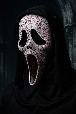 Halloween Maske Beyaz Kan Desenli - 1