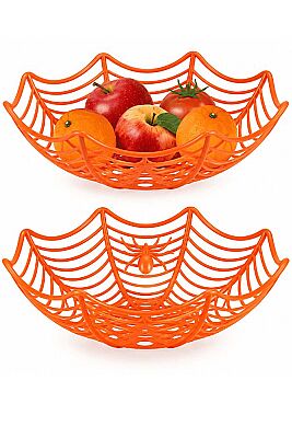 Halloween Örümcek Ağı Kase Turuncu 28x7.8 cm - 1