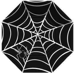 Parti Dünyası - Halloween Örümcek Ağı Siyah Tabak 8 Adet