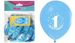 Parti Dünyası - Happy Birthday 1 YAŞ Baskılı Açık Mavi Balon 16 lı