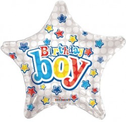 Parti Dünyası - Happy Birthday Boy Yıldızlı Folyo Balon