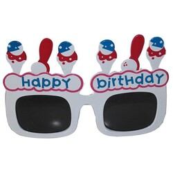 Parti Dünyası - Happy Birthday Dondurmalı Beyaz Parti Gözlüğü